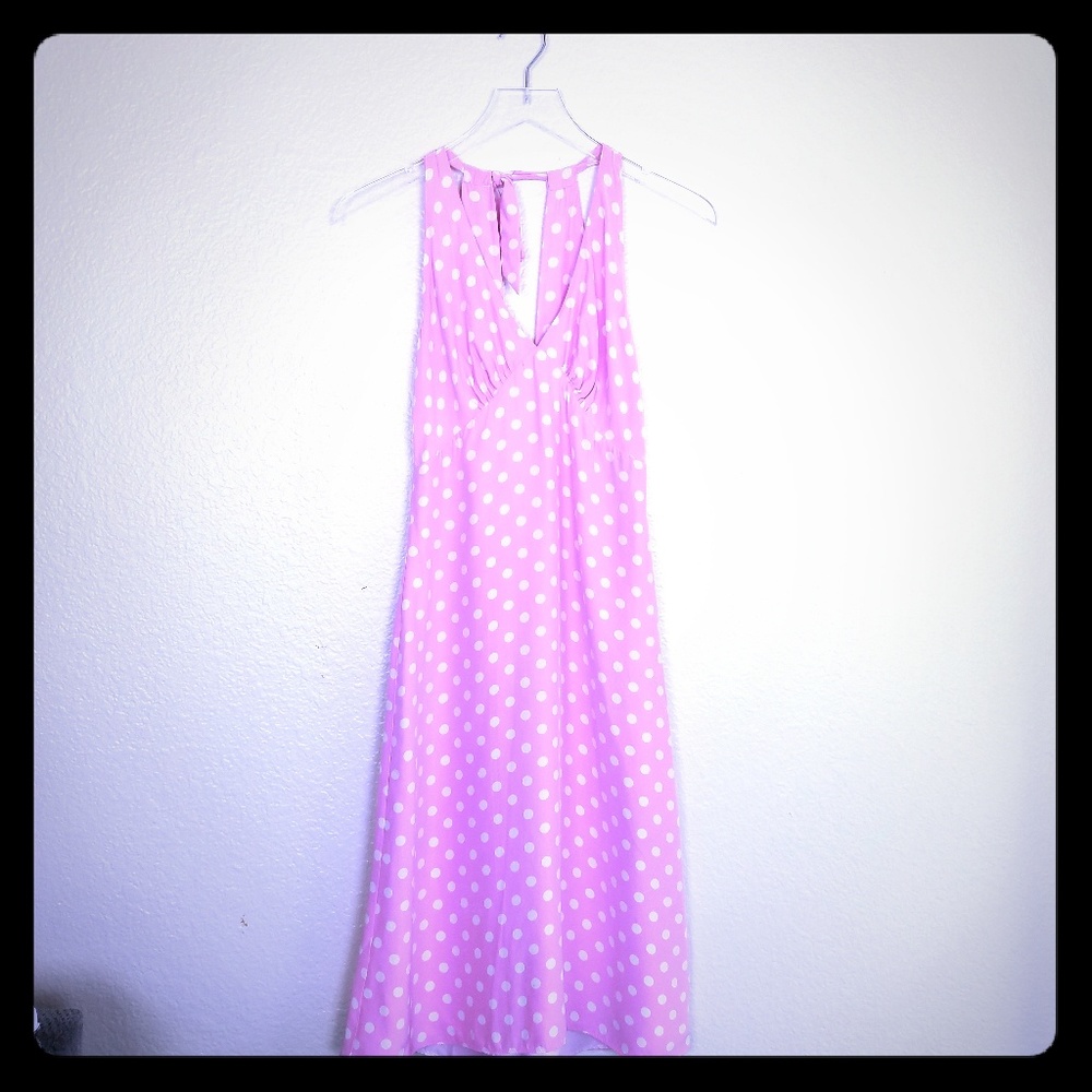 Betsey johnson pink polkadot halter top dress